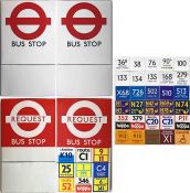 Pair of London Transport enamel BUS STOP FLAGS (Compulsory and Request). E9-size, double-sided '