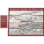 1921 Metropolitan Railway POCKET MAP, the Met's own version of the London Underground map. Print-
