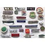Quantity (27) of 1950s-70s bus UNIFORM BADGES (driver, conductor, timekeeper etc) from a wide