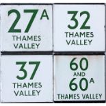 Selection (4) of London Transport bus stop enamel E-PLATES for Thames Valley routes 27A, 32, 37