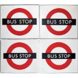 Pair of London Transport enamel BUS STOP FLAGS, both compulsory, the first a 1950s/60s bullseye type