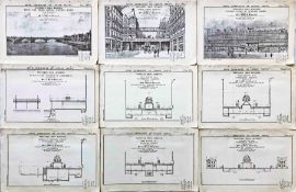 Set (9 items) of 1904 DRAWINGS for a Suspended Railway for London as part of a submission to the