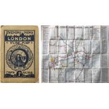 c1910 Evening News LONDON TUBE MAP & GUIDE. Produced by George Philip & Sons and features a unique