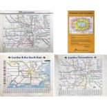 Selection (4) of railway POSTER MAPS comprising 3 x quad-royal size: May 1989 and April 1998 'London