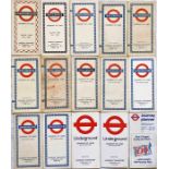 Selection (15) of London Underground diagrammatic, card POCKET MAPS comprising No 1 1946 (1/46),