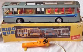 1970s Rico (France) large-scale MERCEDES-BENZ SINGLE-DECK MODEL BUS with battery-operated, cable