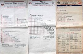 Trio of London Transport TROLLEYBUS FARECHARTS, single-sided, paper issues comprising routes 513/