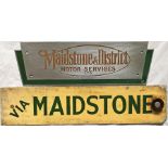 Pair of Maidstone & District items comprising a stainless-steel COACH PLATE 'Maidstone & District