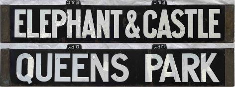 London Underground Standard Tube Stock enamel CAB DESTINATION PLATE for Elephant & Castle/Queens