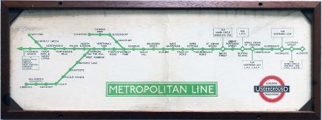 1930s/40s London Underground Metropolitan Line CAR DIAGRAM (date is obscured by frame) for