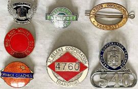 Selection (7) of bus/coach operator enamel etc CAP BADGES comprising Black & White Motorways,