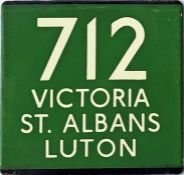 London Transport coach stop enamel E-PLATE for Green Line route 712 destinated Victoria, St