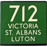 London Transport coach stop enamel E-PLATE for Green Line route 712 destinated Victoria, St