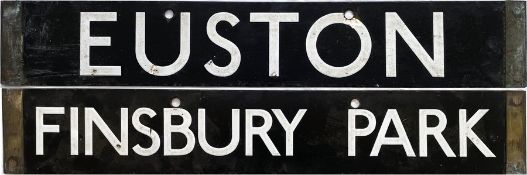 London Underground 1938-Tube Stock enamel CAB DESTINATION PLATE for Euston / Finsbury Park on the