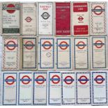 Quantity (19) of London Underground POCKET MAPS comprising paper issue from c1914 (rather fragile