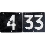 Pair of LCC/London Transport Tramways ROUTE NUMBER STENCIL PLATES '4' and '33'. These are the