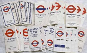 Large quantity (63) of London Underground diagrammatic card POCKET MAPS dated between 1971-1987.