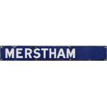 Southern Railway enamel DEPARTURE INDICATOR PLATE 'Merstham', probably from the departures board