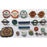 Quantity (20) of 1950s-70s (mainly) London Transport/London Country UNIFORM BADGES etc from the