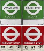 Pair of London Transport enamel BUS STOP FLAGS, the first a 1950s/60s Green Line Coach Stop (Request