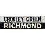 Enamel TRAIN DESTINATION PLATE 'Croxley Green/Richmond' (double-sided), believed to be from a