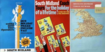 Selection (3) of 1960s/70s double-crown COACH POSTERS comprising 2 x South Midland Motors