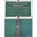 Southern Railway cast-iron sign 'Warning....under..the Southern Railway Act 1924....not to