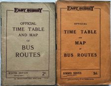 Pair of 1920s East Surrey Traction Co Ltd TIMETABLE BOOKLETS ("Official Time Table & Map of Bus