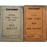 Pair of 1920s East Surrey Traction Co Ltd TIMETABLE BOOKLETS ("Official Time Table & Map of Bus