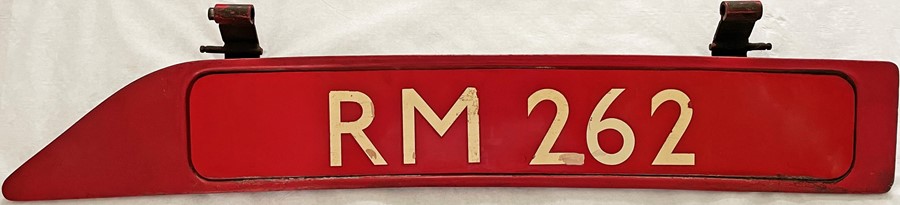 London Transport Routemaster bonnet FLEETNUMBER PLATE from RM 262. The original RM 262 entered