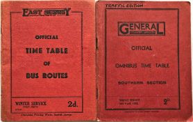 Pair of 1930s East Surrey Traction/General Country Services Southern Section TIMETABLE BOOKLETS