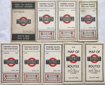 Selection (9) of 1920s/30s Underground Group Tramways POCKET MAPS comprising Summer Services 1921,