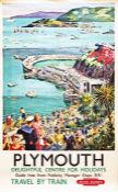 1958 British Railways (Western Region) double-royal POSTER 'Plymouth - delightful centre for