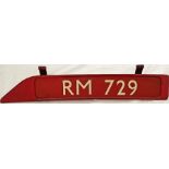 London Transport Routemaster bonnet FLEETNUMBER PLATE from RM 729. The original RM 729 entered