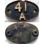 British Railways (Midland Region) cast-iron LOCOMOTIVE SHEDPLATE 41A used by Sheffield (Darnall)