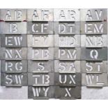 Large quantity (26) of London Transport bus garage ALLOCATION STENCIL PLATES for a wide variety of