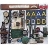 Box of mainly London Underground RELICS including A/D-end plates, grab handles, pressure gauges,