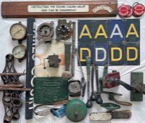 Box of mainly London Underground RELICS including A/D-end plates, grab handles, pressure gauges,