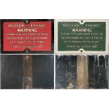 Pair of Southern Railway cast-iron signs 'Warning....under..the Southern Railway Act 1924....not