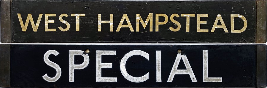 London Underground 1938-Tube Stock enamel CAB DESTINATION PLATE for West Hampstead / Special on