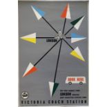 Early 1950s London Coastal Coaches double-crown POSTER for Victoria Coach Station "Book here for