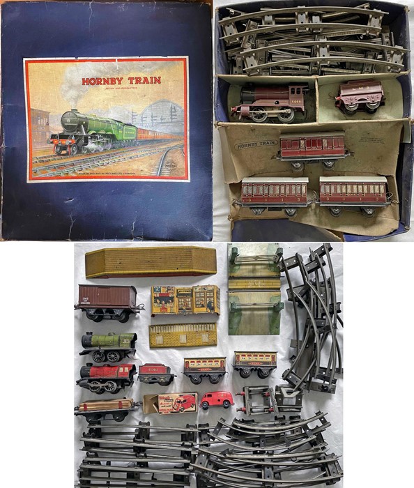 Early post-war Hornby Train O-gauge PASSENGER SET No 501 comprising clockwork 'LMS' loco 5600 &