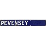 Southern Railway enamel DEPARTURE INDICATOR PLATE 'Pevensey', probably from the departures board
