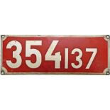 Czechoslovak State Railways (CSD) enamel SMOKEBOX or CABSIDE PLATE 354137 from 1921-built 354.1