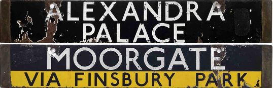 London Underground Standard Tube Stock enamel CAB DESTINATION PLATE for Alexandra Palace /