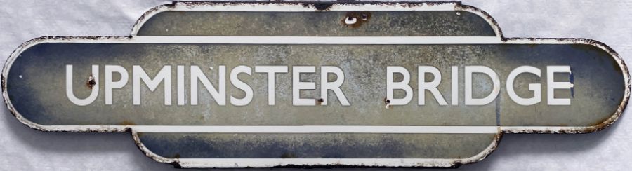 British Railways (Eastern Region) enamel STATION TOTEM SIGN from Upminster Bridge, opened in 1934 by