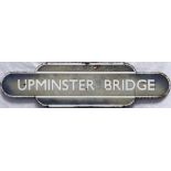 British Railways (Eastern Region) enamel STATION TOTEM SIGN from Upminster Bridge, opened in 1934 by