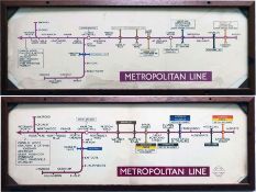 Pair of London Underground Metropolitan Line CAR DIAGRAMS from compartment stock, one c1950s, one
