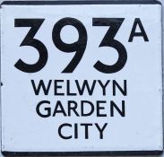 London Transport bus stop enamel E-PLATE for route 393A destinated Welwyn Garden City. This would