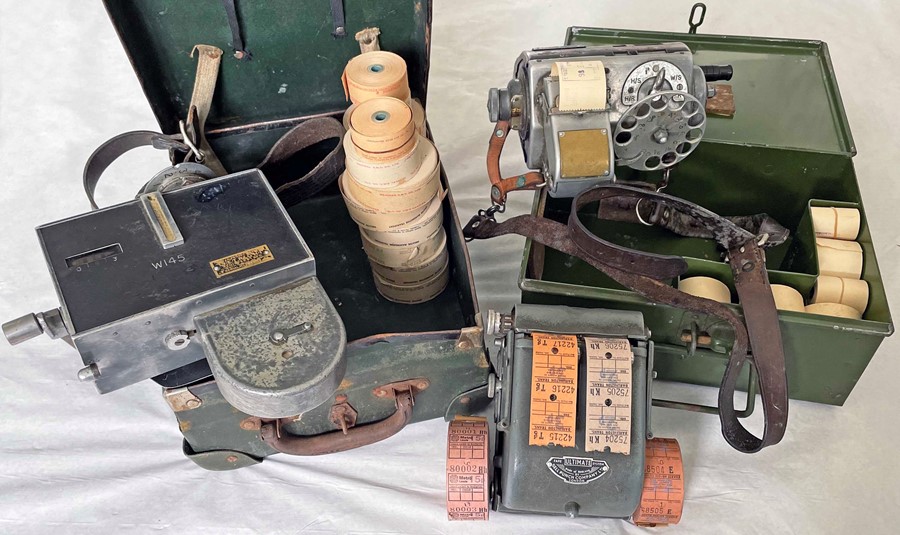 Selection (3) of TICKET MACHINES comprising a TIM machine, casing no 72, ex South Wales Transport,